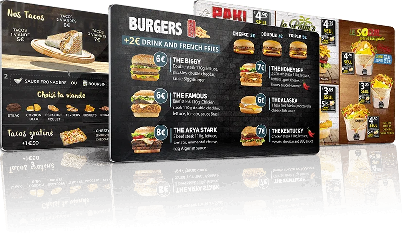 Menu board digital horizontal