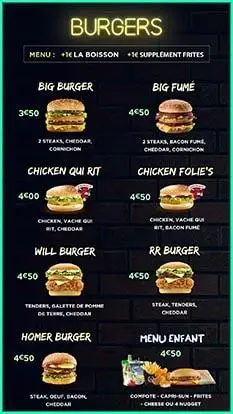 Menu board dynamique vertical