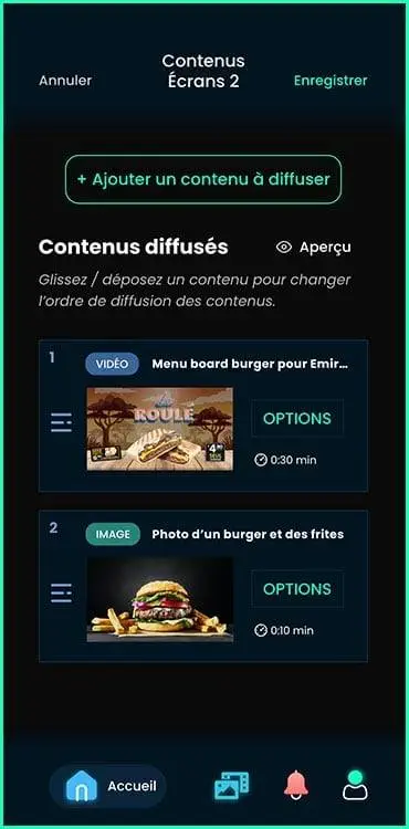 application-menu-dynamique